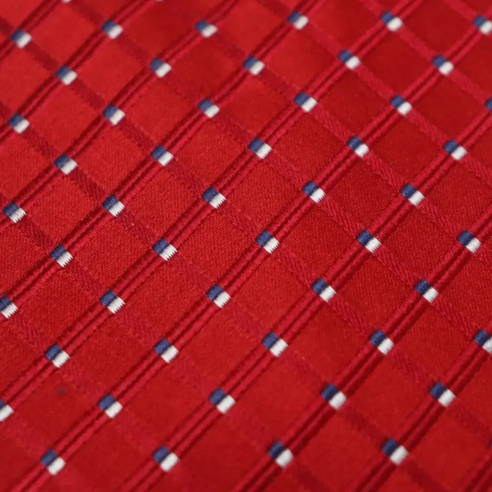 Jones New York Tie Mens 60 in Silk Red White Blue Micro Squares Diagonal Ribbed